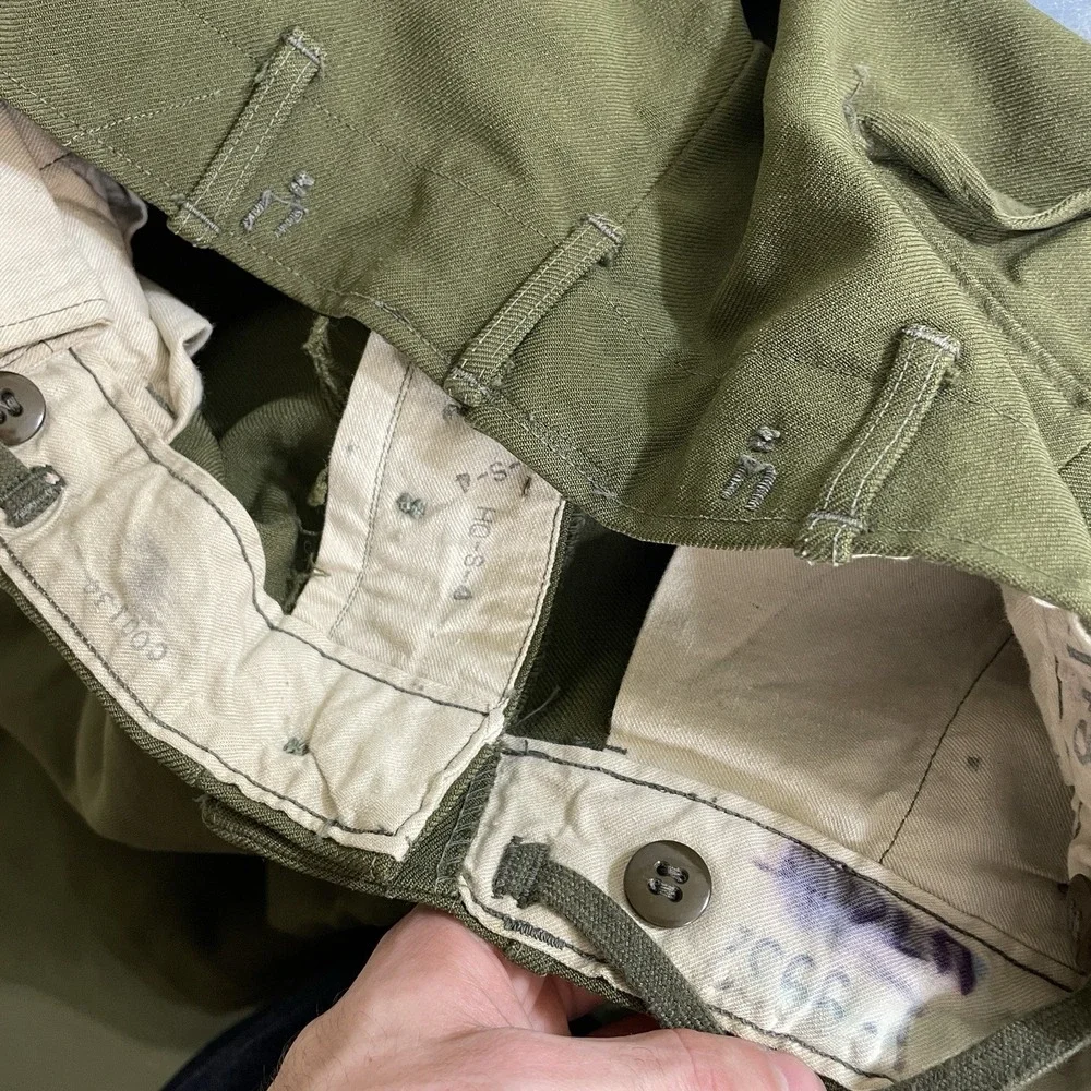 Vtg Korean War Pants Medium Long M-1951 Army Field Trouser Wool OG-108 32x33 Men